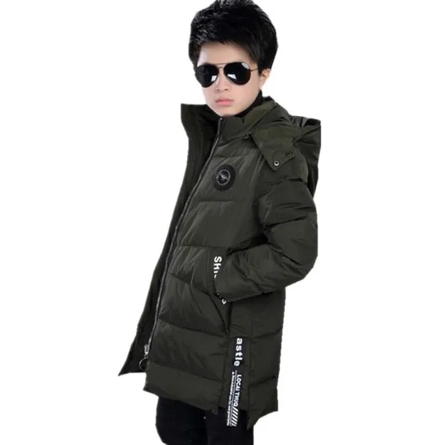 -30 Degree Children's Parka Winter Jackets Boys Warm Down Cotton-padded Coat Teen Thickening Clothes