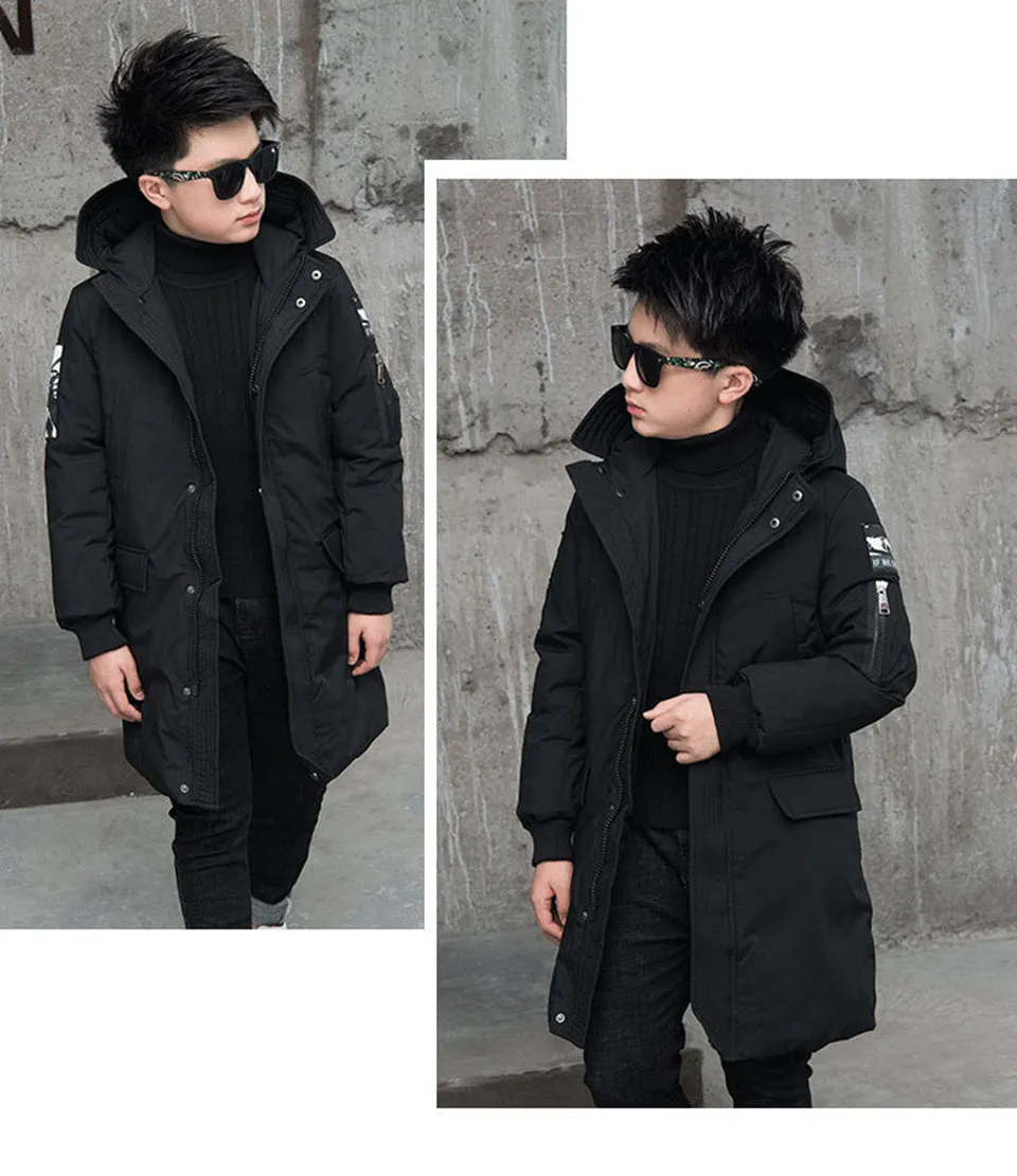 -30 Degree Children's Parka Winter Jackets Boys Warm Down Cotton-padded Coat Teen Thickening Clothes