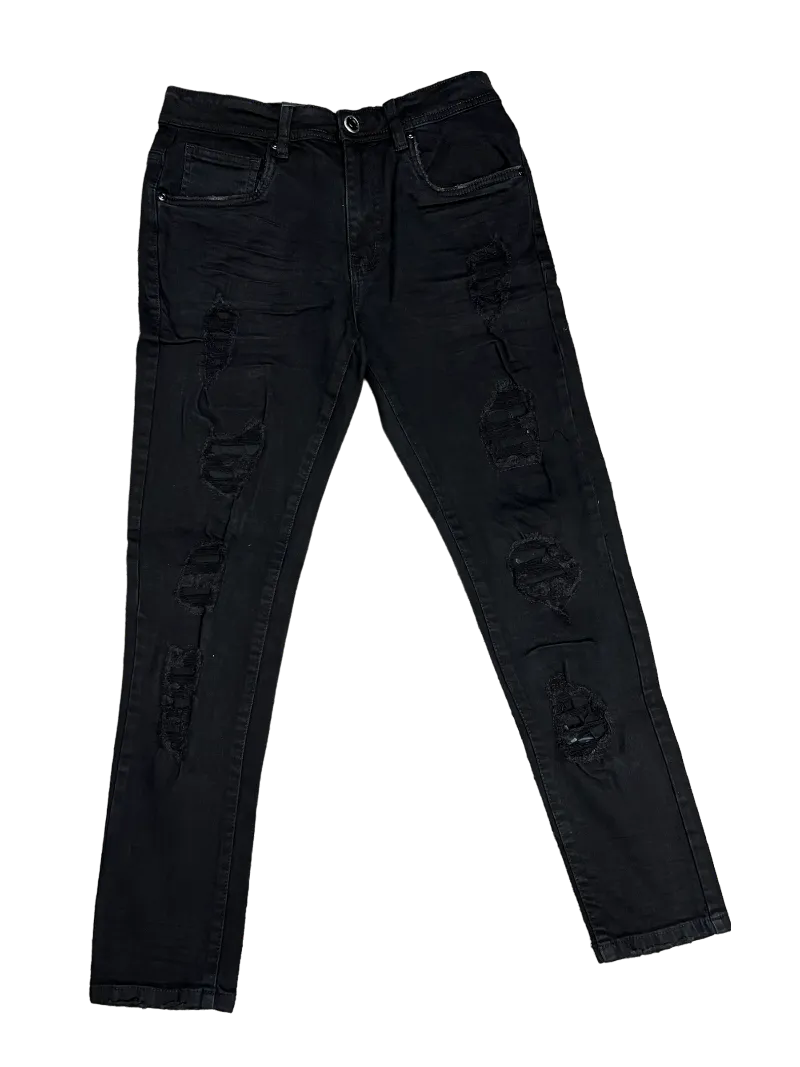 Arketype Black Jeans Men's Slim Fit Ripped Stretch Denim