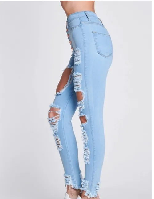 Back At it High Waist Jeans- Light blue