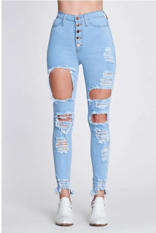 Back At it High Waist Jeans- Light blue