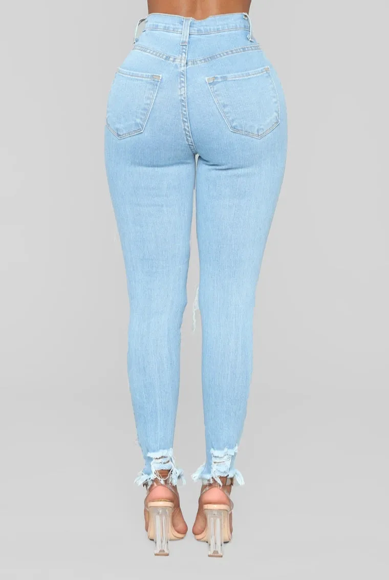 Back At it High Waist Jeans- Light blue