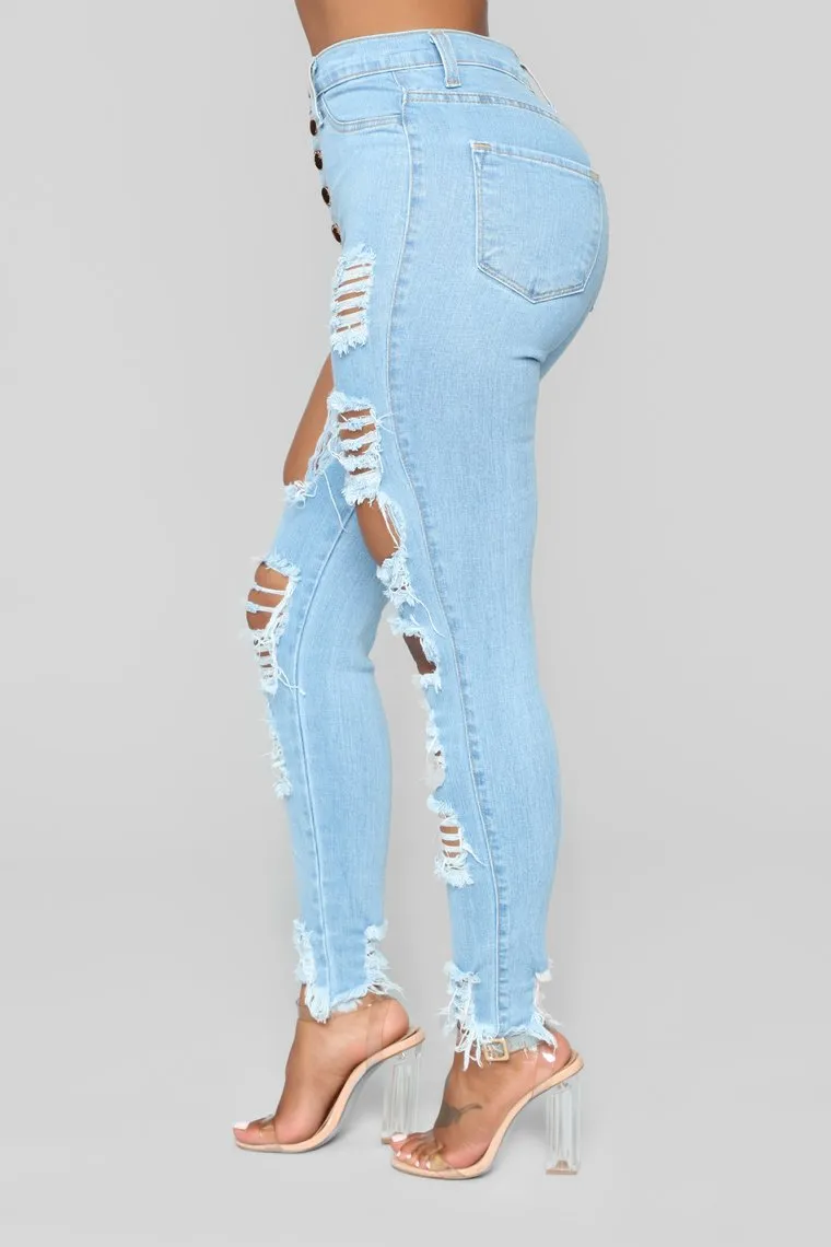 Back At it High Waist Jeans- Light blue