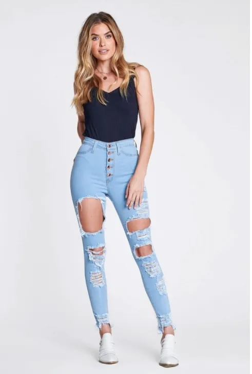 Back At it High Waist Jeans- Light blue