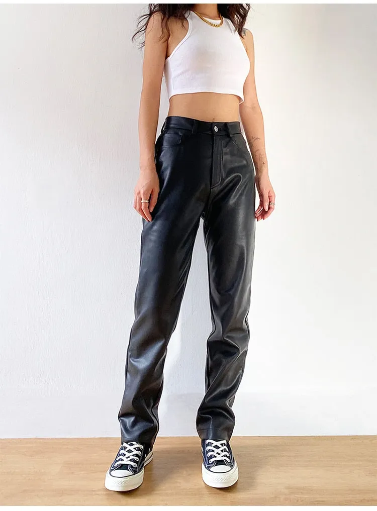 Basic Faux Leather Pants - Black or Brown