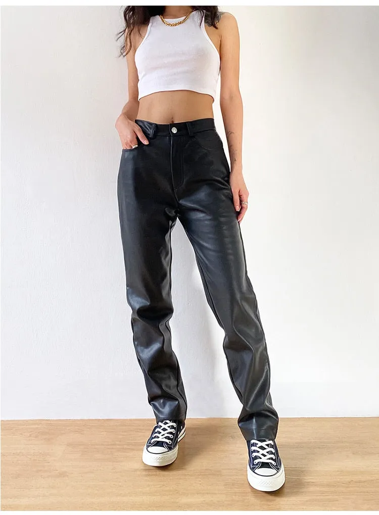 Basic Faux Leather Pants - Black or Brown