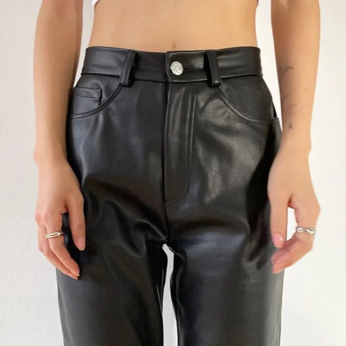 Basic Faux Leather Pants - Black or Brown