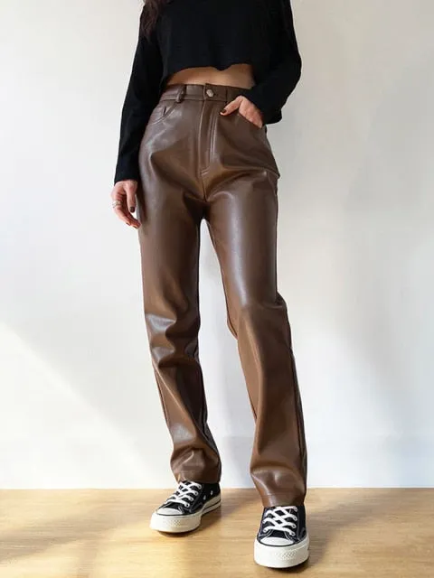 Basic Faux Leather Pants - Black or Brown