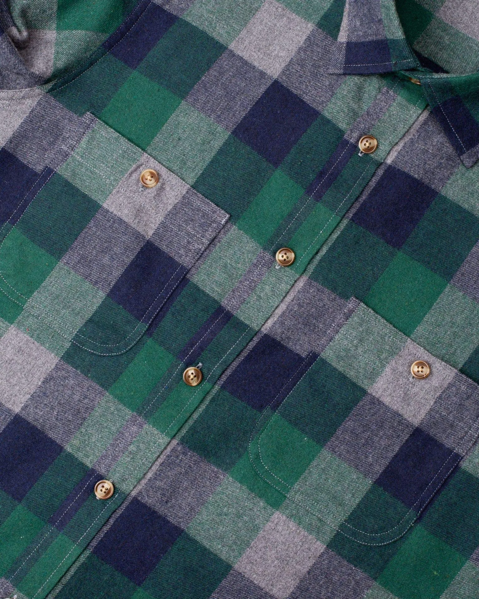 BIG & TALL Men's Button Down Long Sleeve Plaid Flannel Casual Shirts-Green&Grey