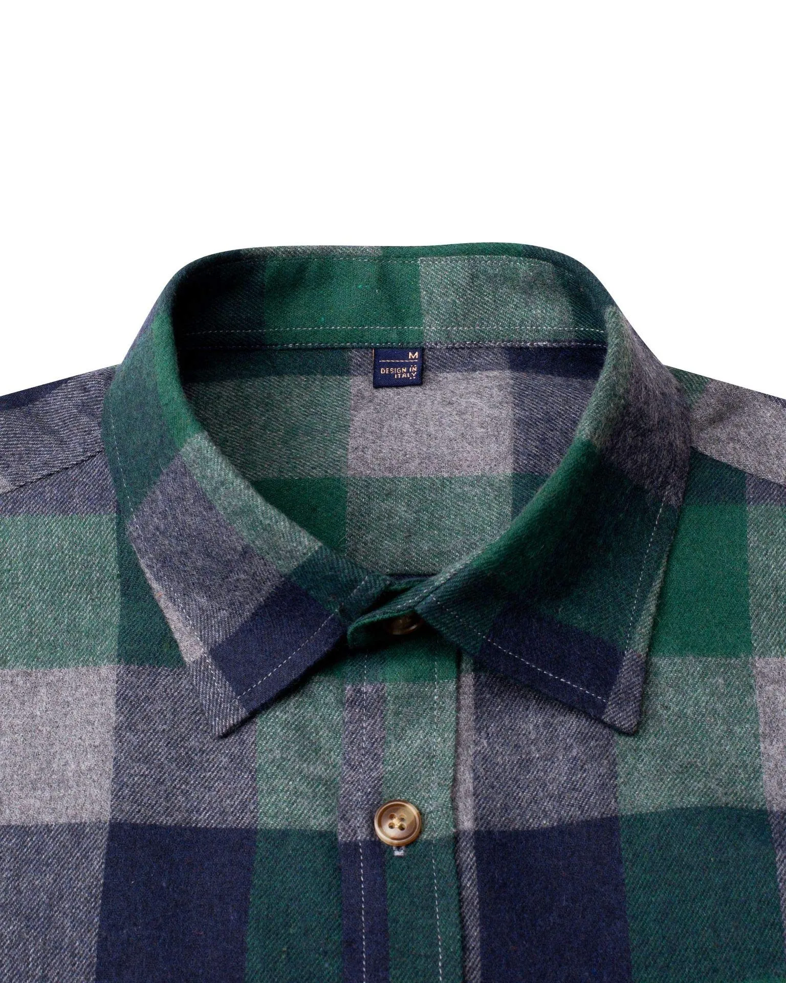 BIG & TALL Men's Button Down Long Sleeve Plaid Flannel Casual Shirts-Green&Grey