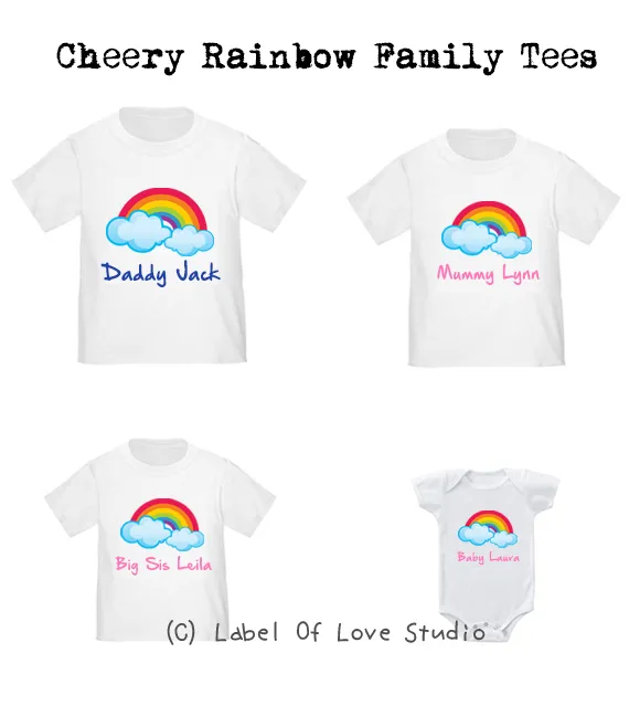 Cheery Rainbow Family Tees