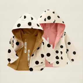 Children Jackets Girls Double Sided Outerwear Toddler Sport Coats Kids Hooded Clothing Spring Fall Boys Polka Dot Trench Coat