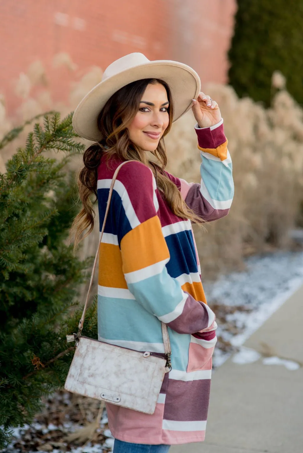 Color Blocked Mixed Stripe Cardigan