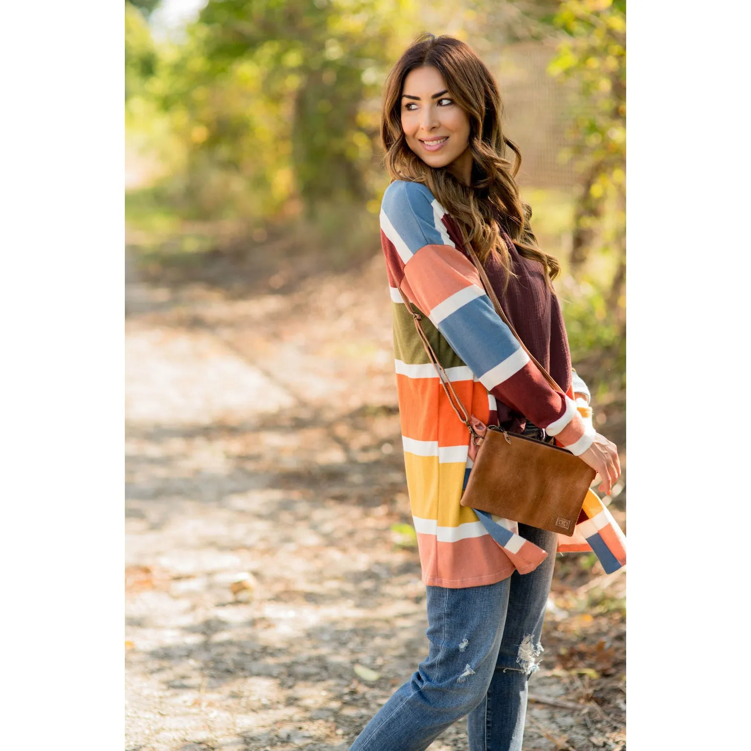 Color Blocked Mixed Stripe Cardigan