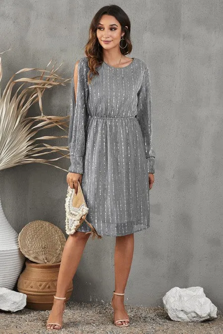 El Kanna Sequin Split Sleeve Midi Dress. Fall Clearance!