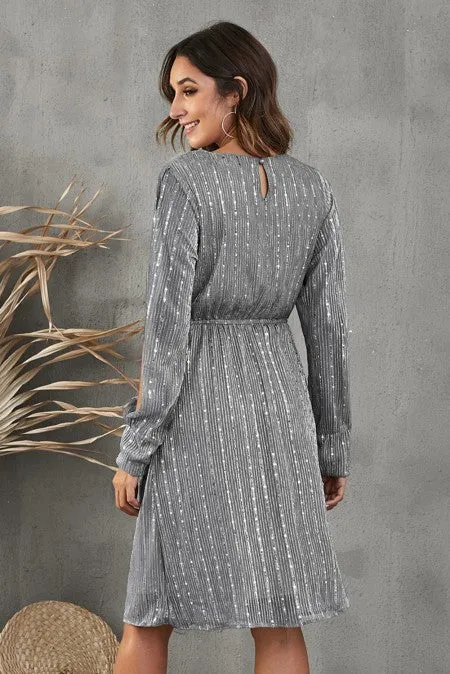 El Kanna Sequin Split Sleeve Midi Dress. Fall Clearance!