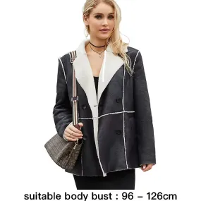 Elite Women High Quality Double Breasted Fashion Suede Trench Coat  Plush Lining Casual Wear