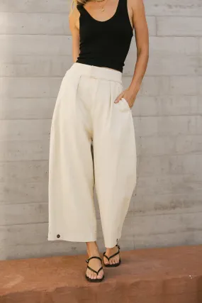 Elke Button Slacks in Natural - FINAL SALE