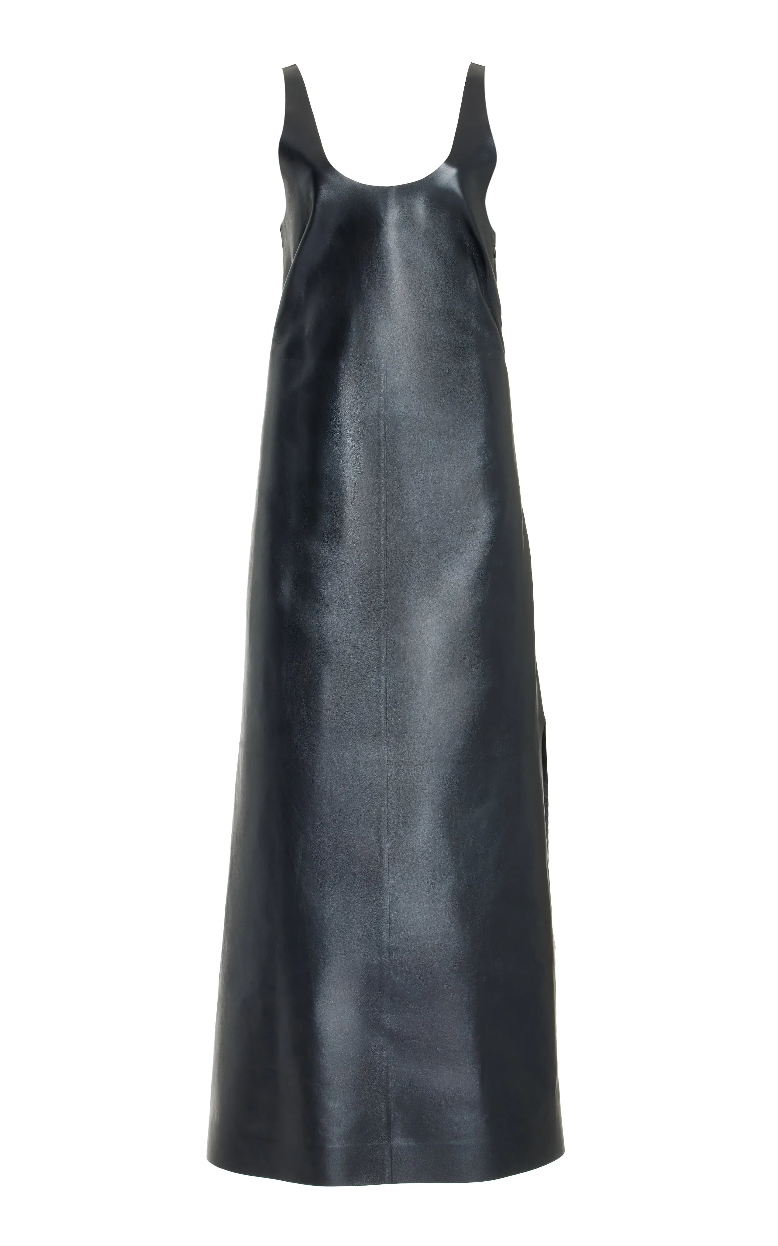 Ellson Maxi Dress in Black Metallic Nappa Leather