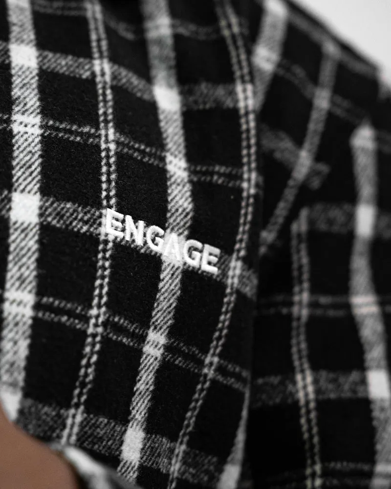 Engage Wordmark Flannel Shirt (Black/White)