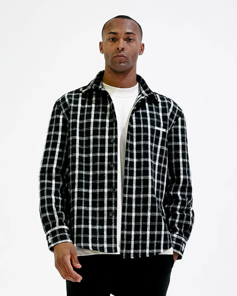 Engage Wordmark Flannel Shirt (Black/White)