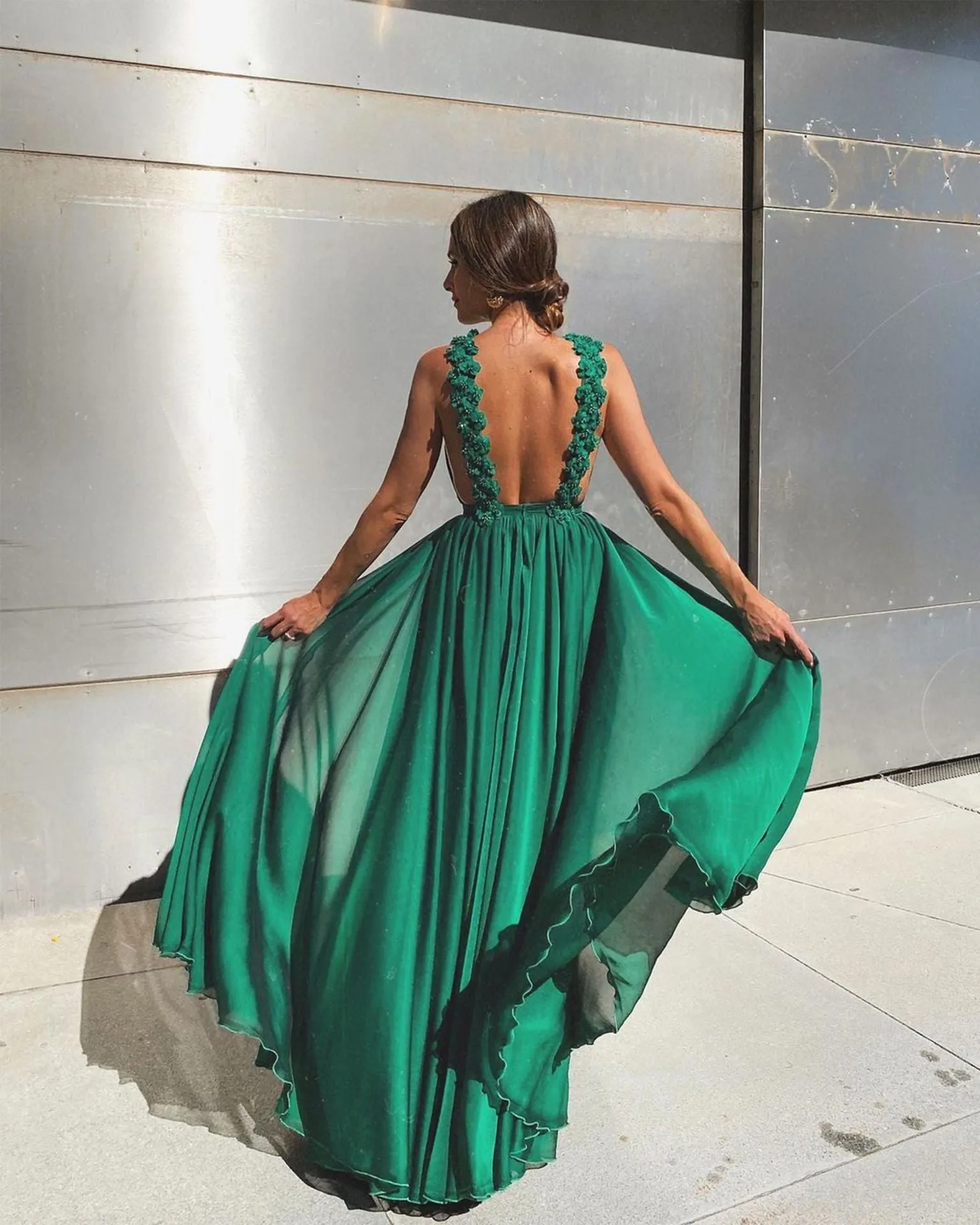 FashionSierra - Sexy Green Backless Sleeveless Cocktail Gowns A Line Backless Prom Dresses