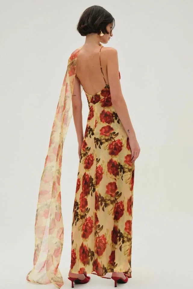 For Love & Lemons Floral Stems Maxi Dress - Yellow