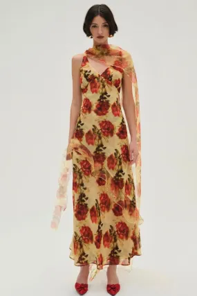 For Love & Lemons Floral Stems Maxi Dress - Yellow