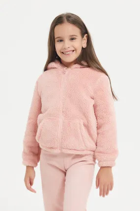 Girl Pink Rabbit Fur Sweatshirt