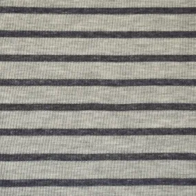 Heather Gray-Gray Rayon-Poly Stretch Spandex Stripe Rib Knit Fabric