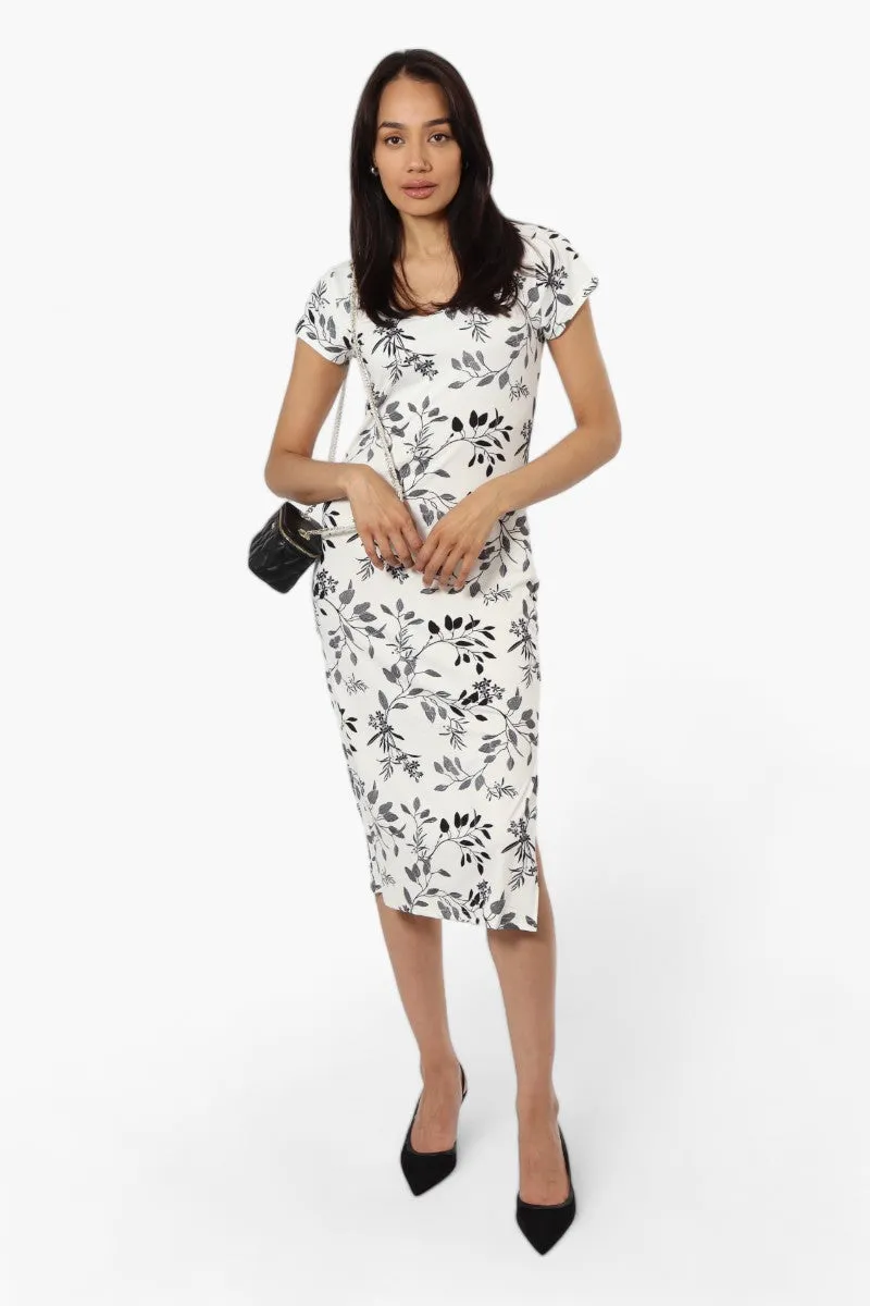 International INC Company Floral Cap Sleeve Midi Dress - White