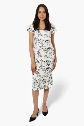 International INC Company Floral Cap Sleeve Midi Dress - White