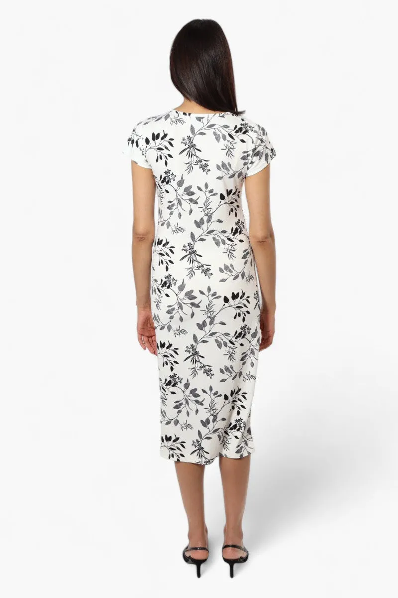 International INC Company Floral Cap Sleeve Midi Dress - White