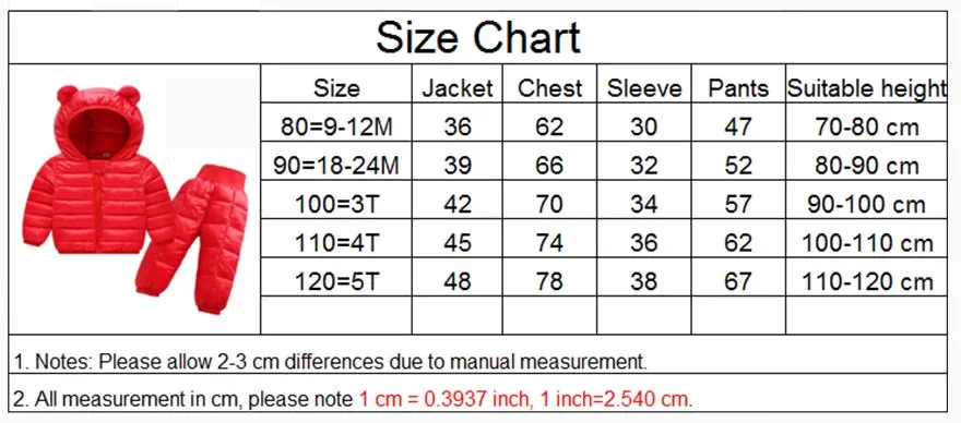 Kids Jackets Pants Sets 2pcs Winter Fall Boys Hooded Coat Warm Pants Girls Jacket Toddler Infant Clothes Suit