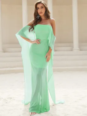 Lindsey Green Solid Chiffon Dress