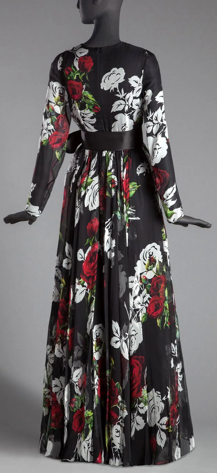 Long Elegant Floral Print Silk Dress