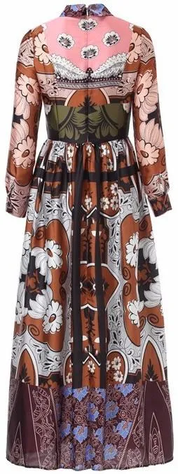 Long Floral Printed Dress-Multi Colored