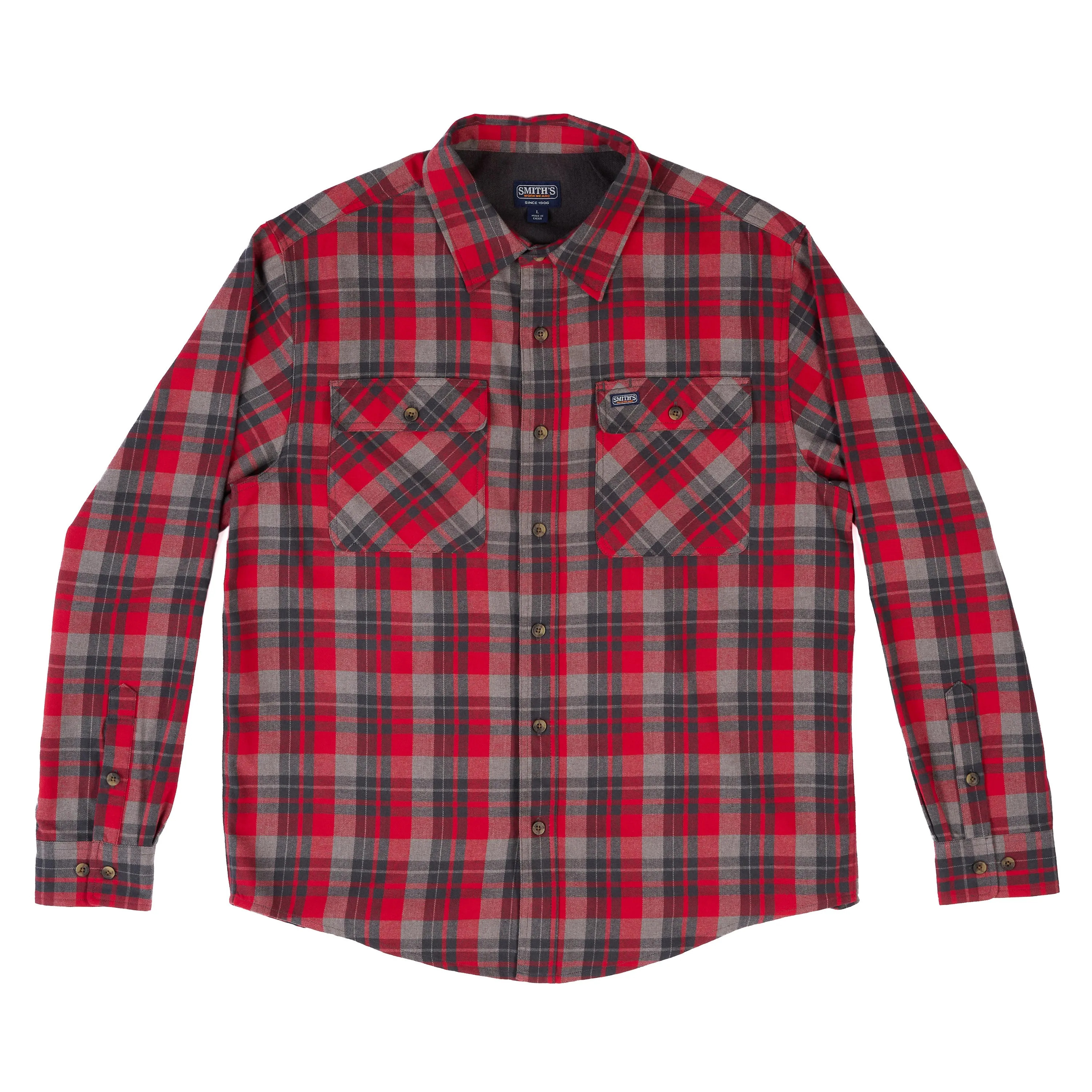 LONG SLEEVE 2-POCKET PLAID FLANNEL SHIRT WITH PEN-SLOT