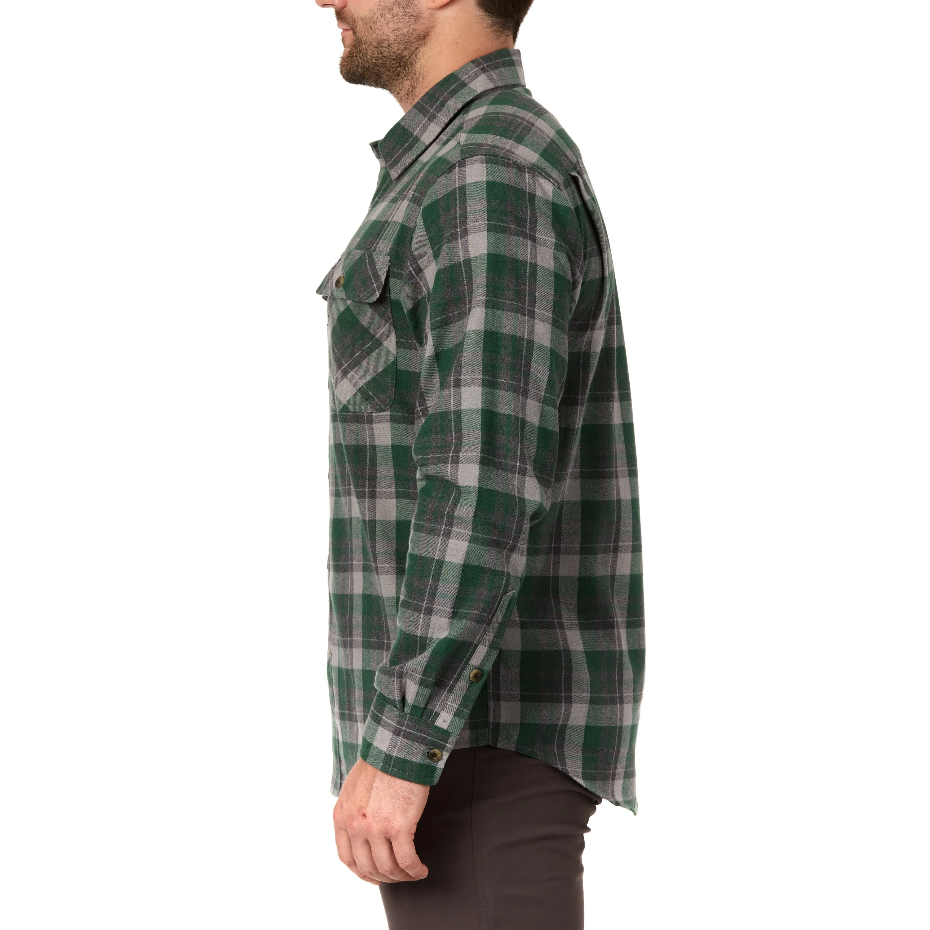 LONG SLEEVE 2-POCKET PLAID FLANNEL SHIRT WITH PEN-SLOT