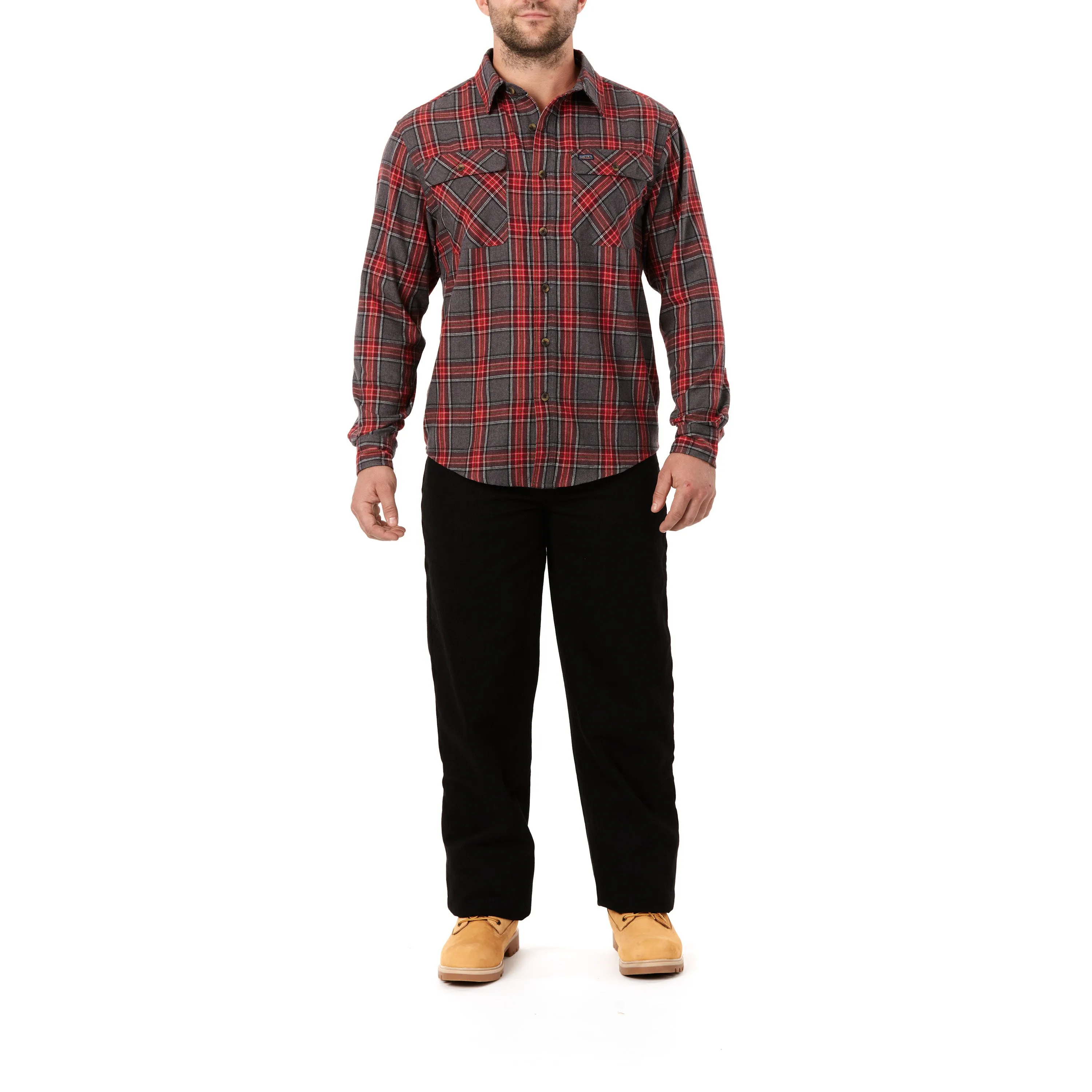 LONG SLEEVE 2-POCKET PLAID FLANNEL SHIRT WITH PEN-SLOT