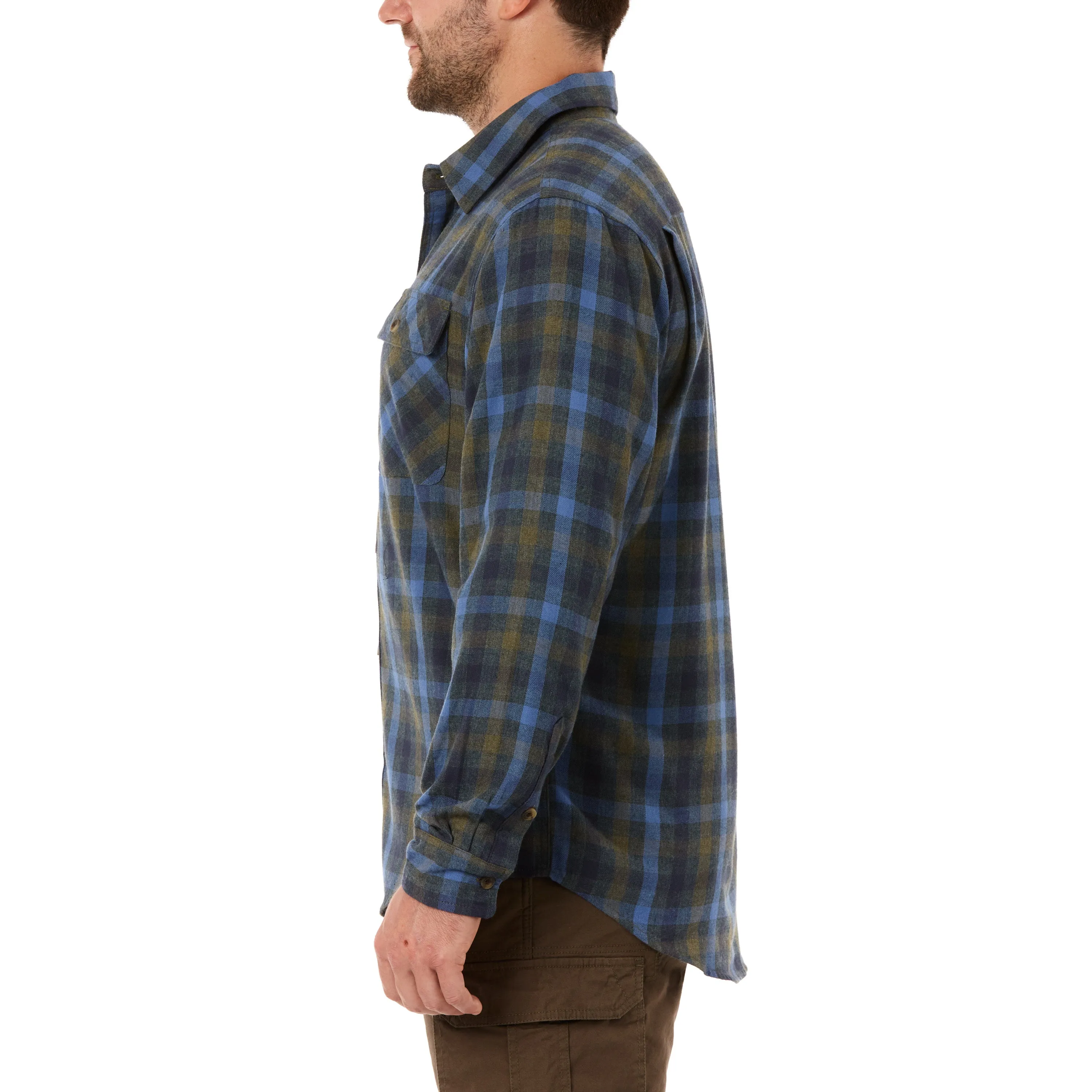 LONG SLEEVE 2-POCKET PLAID FLANNEL SHIRT WITH PEN-SLOT