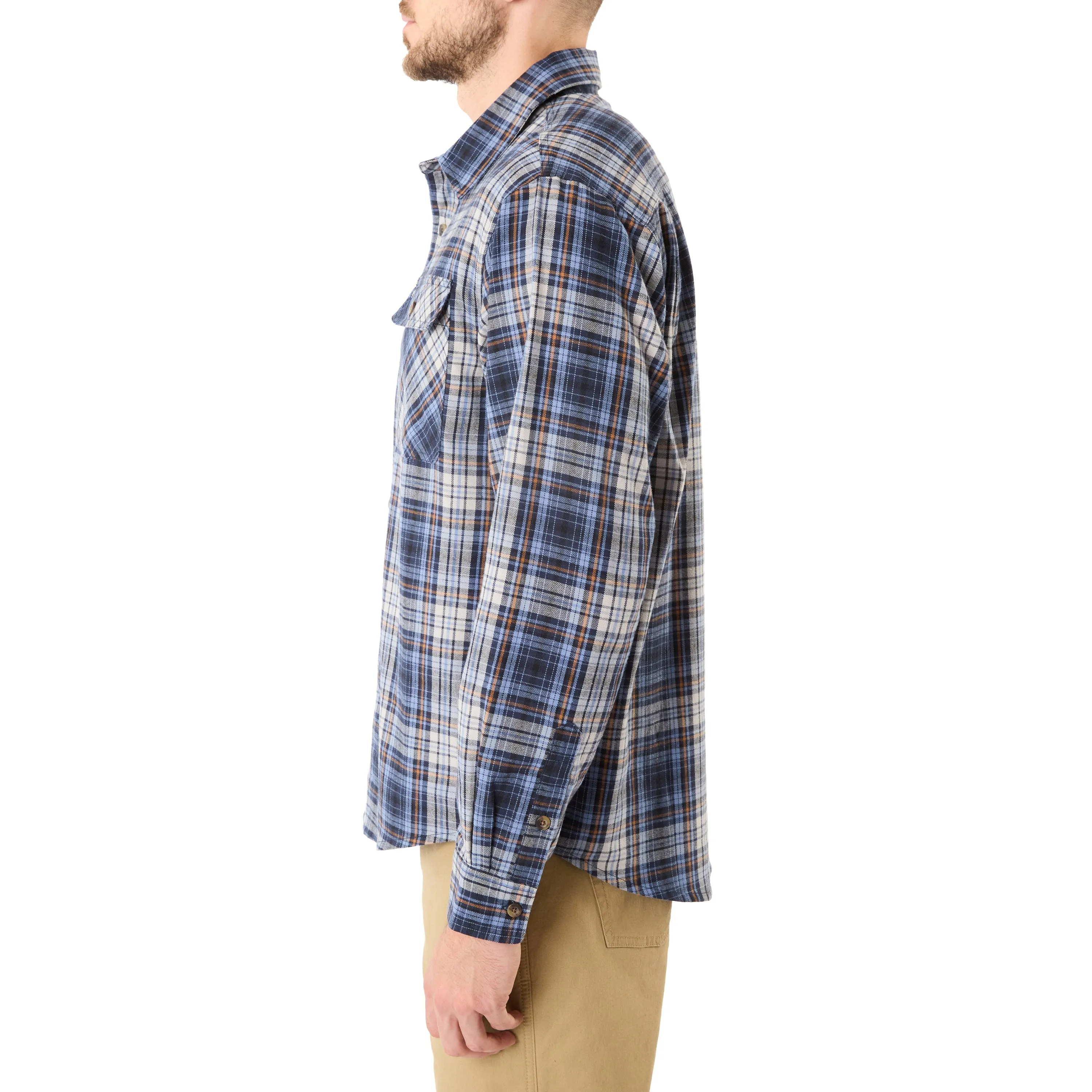 LONG SLEEVE 2-POCKET PLAID FLANNEL SHIRT WITH PEN-SLOT