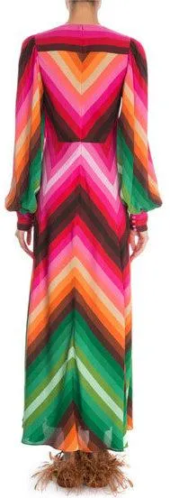 Long-Sleeve Rainbow Print Dress