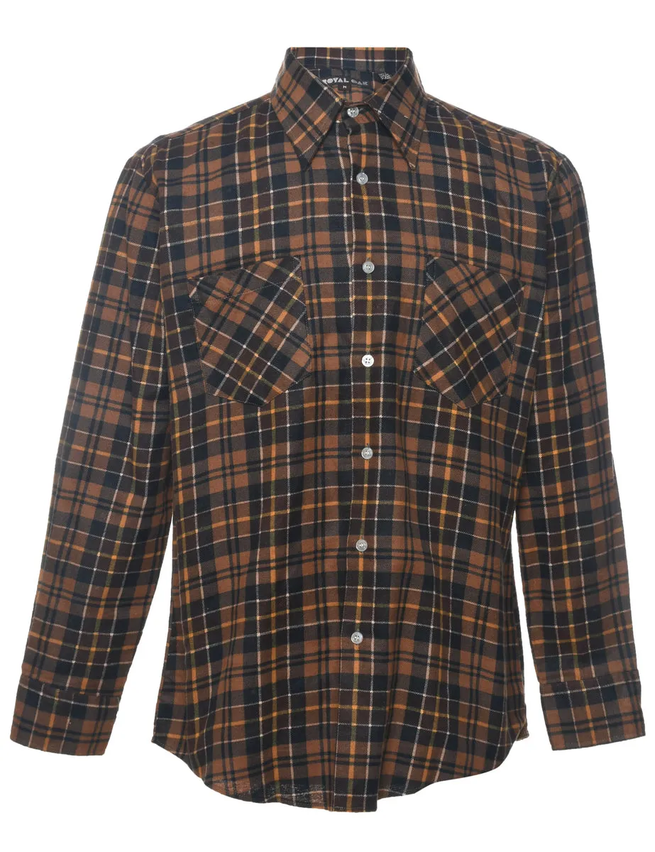 Long Sleeved Flannel Multi-Colour Checked Shirt - M