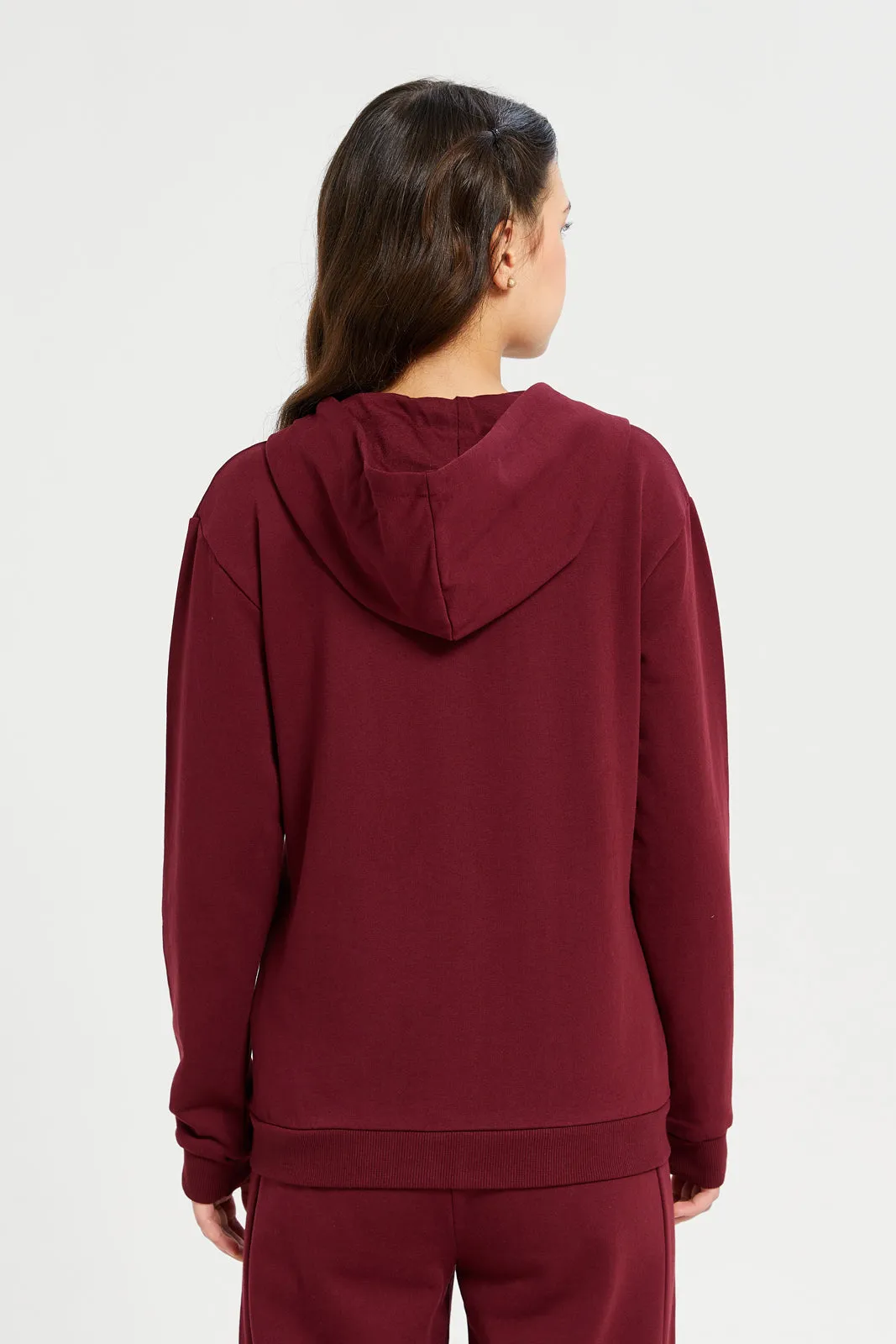 Maroon Hoody Zip Thru Sweatshirts