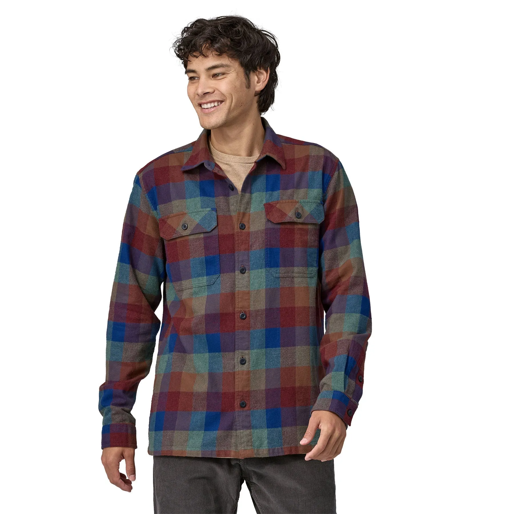 Mens Long-Sleeved Organic Cotton Midweight Fjord Flannel Shirt - Sale