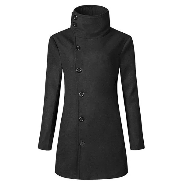 Mens Solid Slim Fit Double-breasted Trench Coat