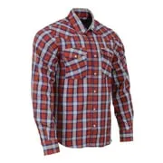 Milwaukee Leather MNG11638 Men's Red and Blue with White Long Sleeve Cotton Flannel Shirt