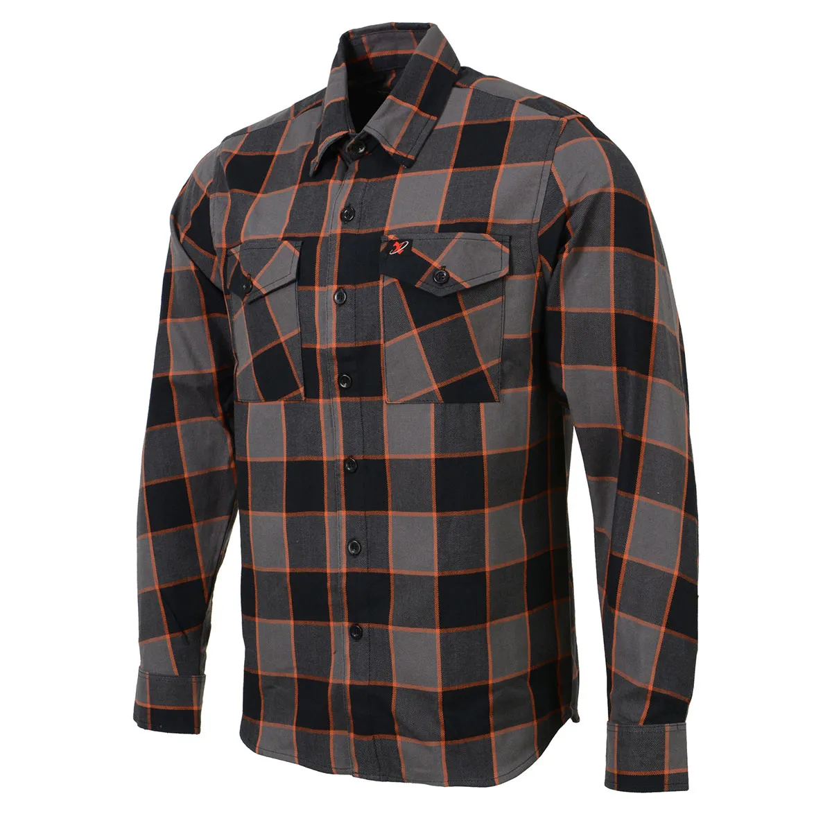 Milwaukee Leather MNG11648 Men's Grey with Brown and Orange Long Sleeve Cotton Flannel Shirt