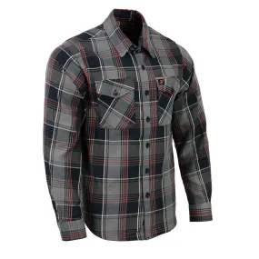 Milwaukee Leather MNG11658 Men's Black and Grey with Red Long Sleeve Cotton Flannel Shirt